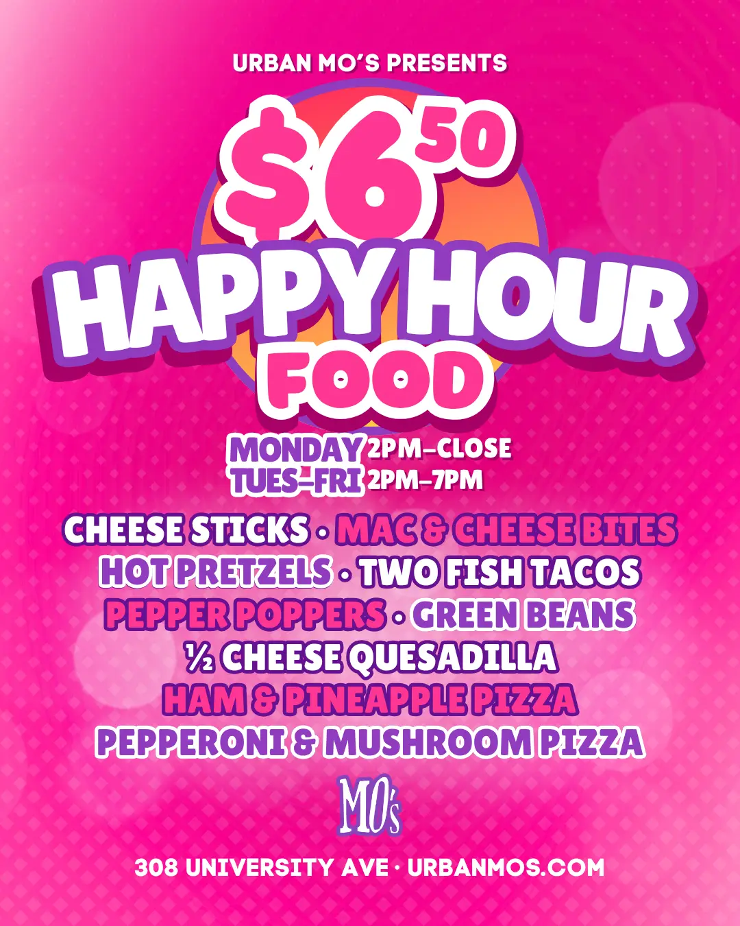 $6.50 Happy Hour Food